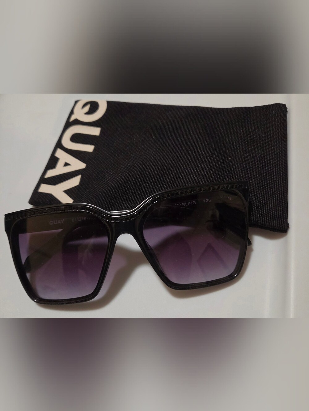 Quay Australia Level Up Black Sunglasses with Gradient Purple Lenses